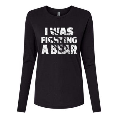 I Was Fighting A Bear Funny Bear Womens Cotton Relaxed Long Sleeve T-Shirt