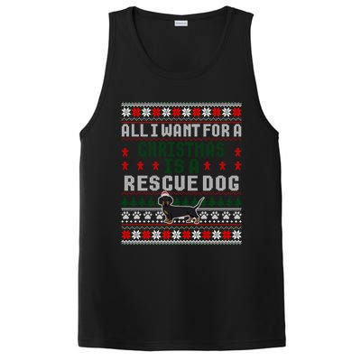 I Want For A Christmas Is A Rescue Dog Ugly Sweater Meaningful Gift PosiCharge Competitor Tank