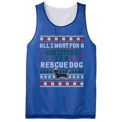 I Want For A Christmas Is A Rescue Dog Ugly Sweater Meaningful Gift Mesh Reversible Basketball Jersey Tank