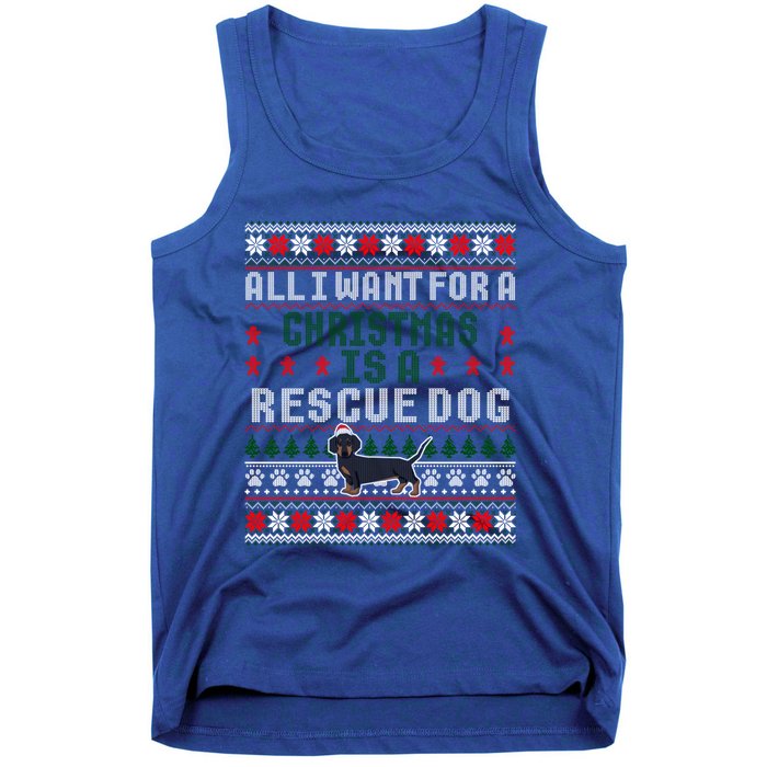 I Want For A Christmas Is A Rescue Dog Ugly Sweater Meaningful Gift Tank Top