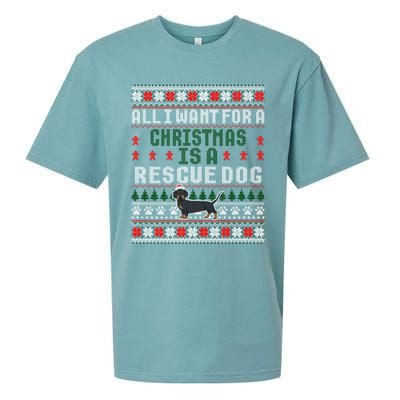 I Want For A Christmas Is A Rescue Dog Ugly Sweater Meaningful Gift Sueded Cloud Jersey T-Shirt