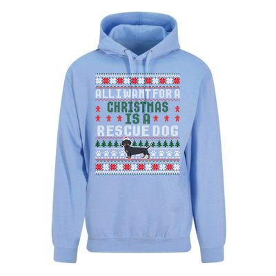 I Want For A Christmas Is A Rescue Dog Ugly Sweater Meaningful Gift Unisex Surf Hoodie