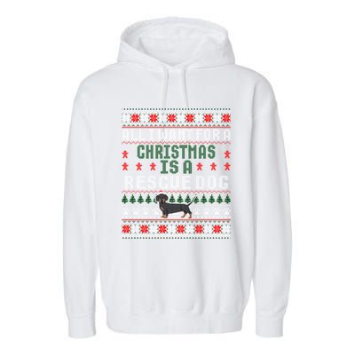 I Want For A Christmas Is A Rescue Dog Ugly Sweater Meaningful Gift Garment-Dyed Fleece Hoodie