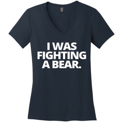 I Wanna Fighting A Bear Funny Injury Women's V-Neck T-Shirt