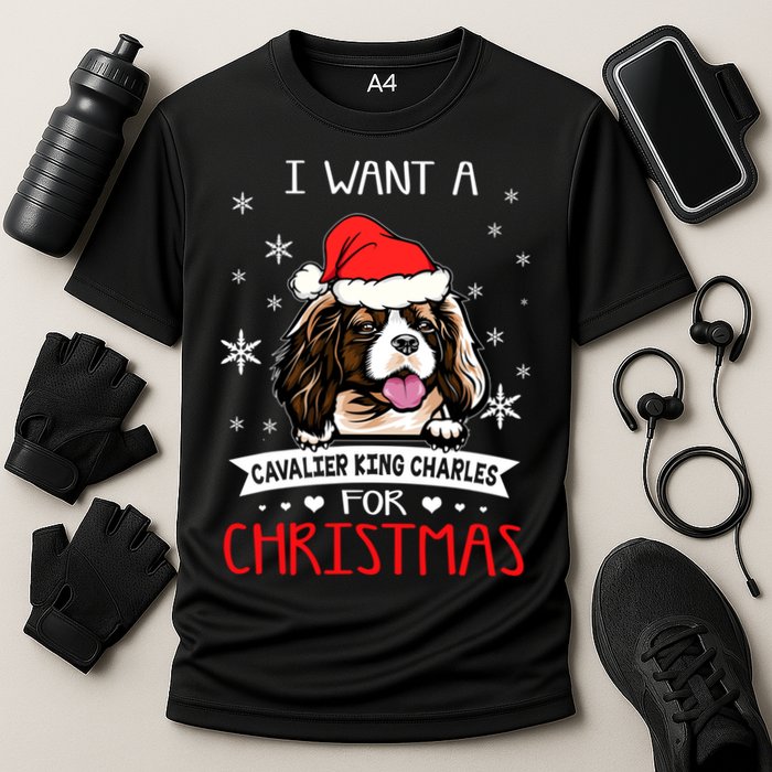 I Want For Christmas Is A Cavalier King Charles Spaniel Gift Cooling Performance Crew T-Shirt