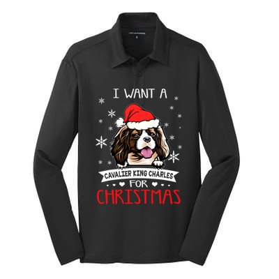 I Want For Christmas Is A Cavalier King Charles Spaniel Gift Silk Touch Performance Long Sleeve Polo