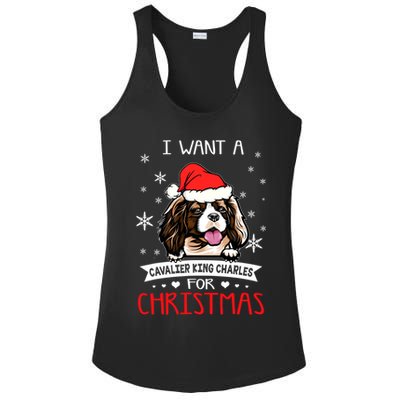 I Want For Christmas Is A Cavalier King Charles Spaniel Gift Ladies PosiCharge Competitor Racerback Tank