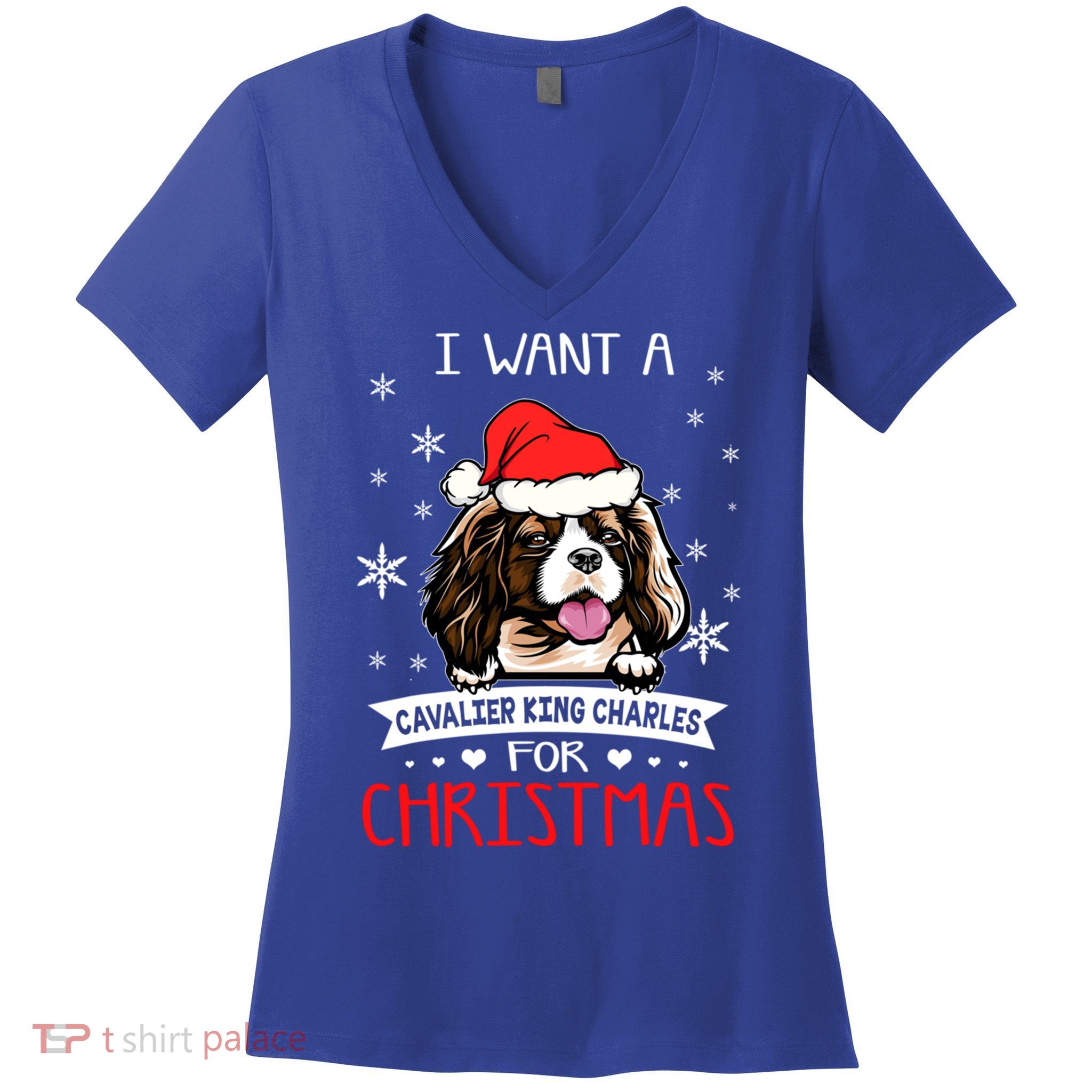 I Want For Christmas Is A Cavalier King Charles Spaniel Gift Women's V-Neck T-Shirt