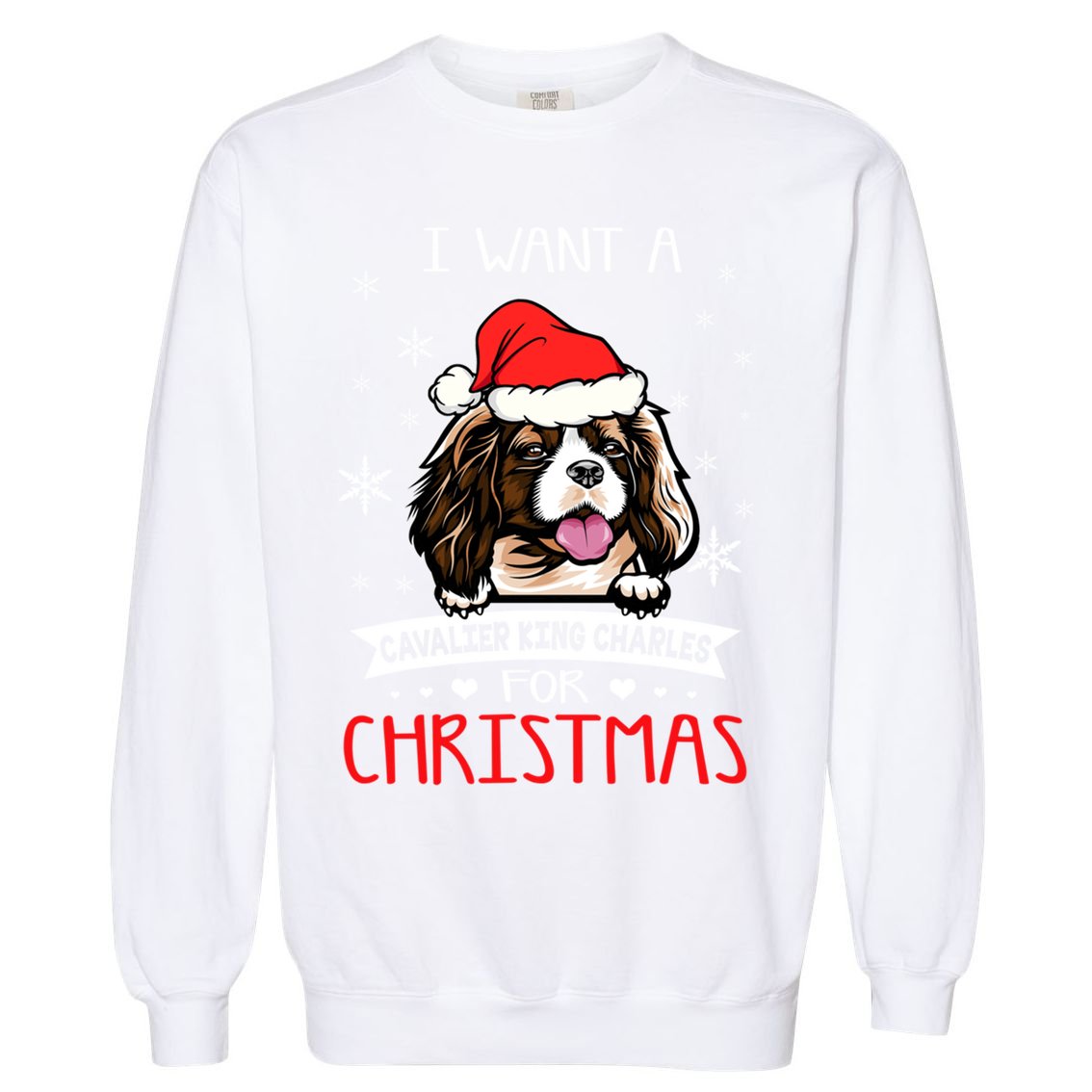 I Want For Christmas Is A Cavalier King Charles Spaniel Gift Garment-Dyed Sweatshirt