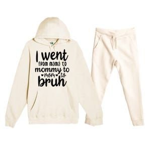 I Went From Mom Bruh Funny Mother's Day for Mom Wife Premium Hooded Sweatsuit Set