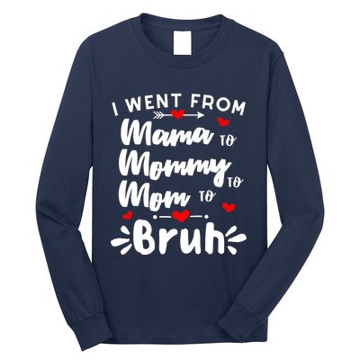 I Went From Mama To Mommy To Mom To Bruh Funny Mothers Day Long Sleeve Shirt