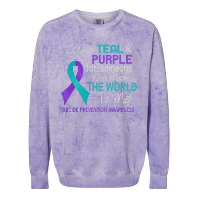 I Wear For Someone Who Meant World To Me Suicide Prevention Colorblast Crewneck Sweatshirt