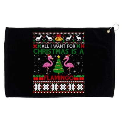 I Want For Christmas Is A Flamingo Merry Xmas Ugly Sweater Gift Grommeted Golf Towel