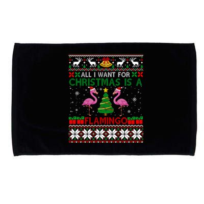 I Want For Christmas Is A Flamingo Merry Xmas Ugly Sweater Gift Microfiber Hand Towel