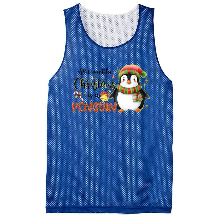 I Want For Christmas Is A Penguin Merry Christmas Cute Gift Mesh Reversible Basketball Jersey Tank