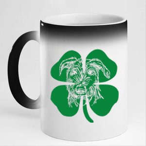 Irish Wolfhound Face Head Green Shamrock Saint Patrick's Day 11oz Black Color Changing Mug