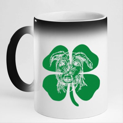 Irish Wolfhound Face Head Green Shamrock Saint Patrick's Day 11oz Black Color Changing Mug