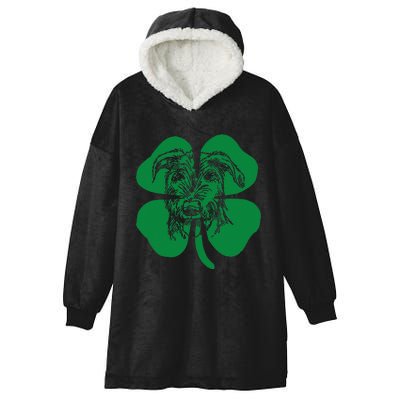 Irish Wolfhound Face Head Green Shamrock Saint Patrick's Day Hooded Wearable Blanket