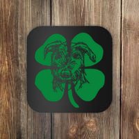 Irish Wolfhound Face Head Green Shamrock Saint Patrick's Day Coaster