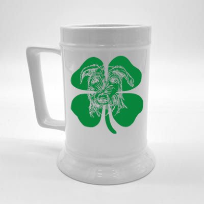 Irish Wolfhound Face Head Green Shamrock Saint Patrick's Day Beer Stein