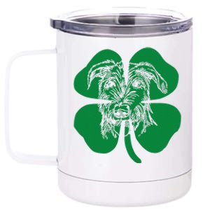 Irish Wolfhound Face Head Green Shamrock Saint Patrick's Day 12 oz Stainless Steel Tumbler Cup