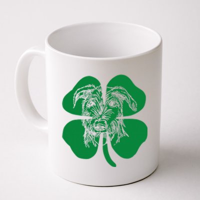 Irish Wolfhound Face Head Green Shamrock Saint Patrick's Day Coffee Mug