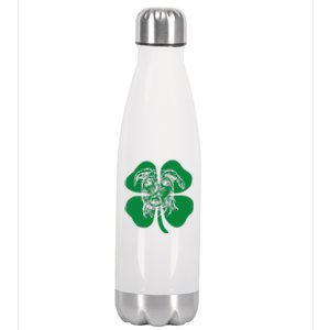 Irish Wolfhound Face Head Green Shamrock Saint Patrick's Day Stainless Steel Insulated Water Bottle