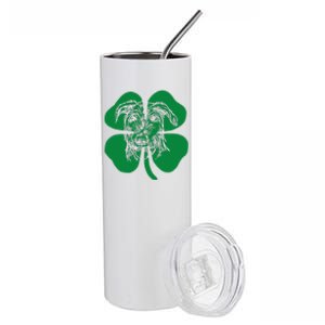 Irish Wolfhound Face Head Green Shamrock Saint Patrick's Day Stainless Steel Tumbler