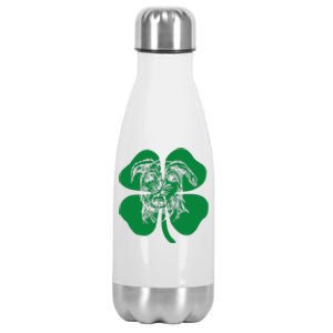 Irish Wolfhound Face Head Green Shamrock Saint Patrick's Day Stainless Steel Insulated Water Bottle