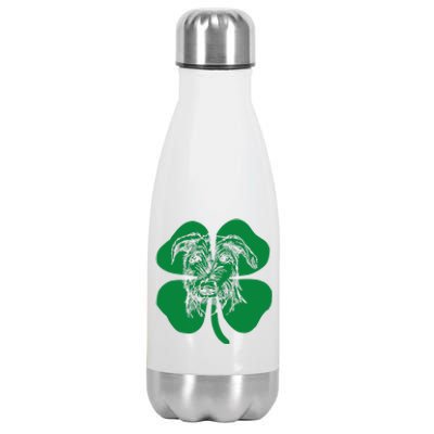 Irish Wolfhound Face Head Green Shamrock Saint Patrick's Day Stainless Steel Insulated Water Bottle