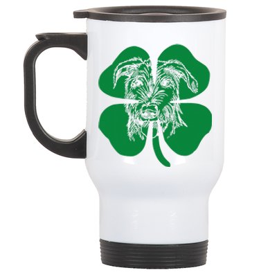 Irish Wolfhound Face Head Green Shamrock Saint Patrick's Day Stainless Steel Travel Mug