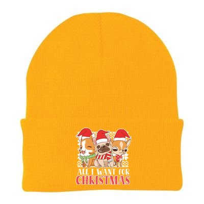 I Want For Christmas Corgi Bulldog Chihuahua Gift Knit Cap Winter Beanie