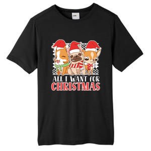 I Want For Christmas Corgi Bulldog Chihuahua Gift Tall Fusion ChromaSoft Performance T-Shirt