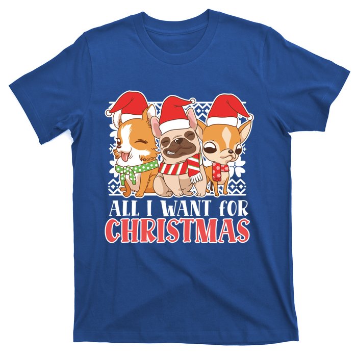 I Want For Christmas Corgi Bulldog Chihuahua Gift T-Shirt