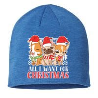 I Want For Christmas Corgi Bulldog Chihuahua Gift Sustainable Beanie