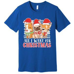 I Want For Christmas Corgi Bulldog Chihuahua Gift Premium T-Shirt