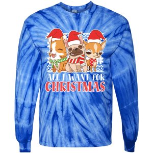 I Want For Christmas Corgi Bulldog Chihuahua Gift Tie-Dye Long Sleeve Shirt