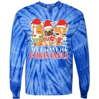 I Want For Christmas Corgi Bulldog Chihuahua Gift Tie-Dye Long Sleeve Shirt