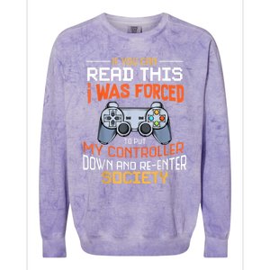 I Was Forced To Put My Controller Down Funny Gaming Colorblast Crewneck Sweatshirt