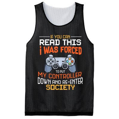 I Was Forced To Put My Controller Down Funny Gaming Mesh Reversible Basketball Jersey Tank