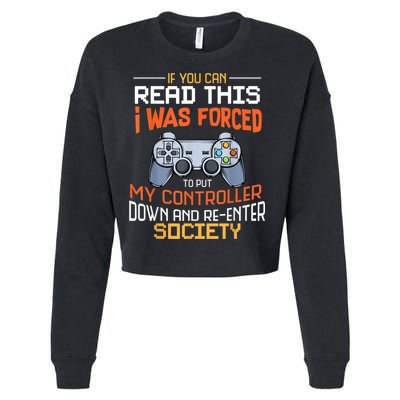 I Was Forced To Put My Controller Down Funny Gaming Cropped Pullover Crew