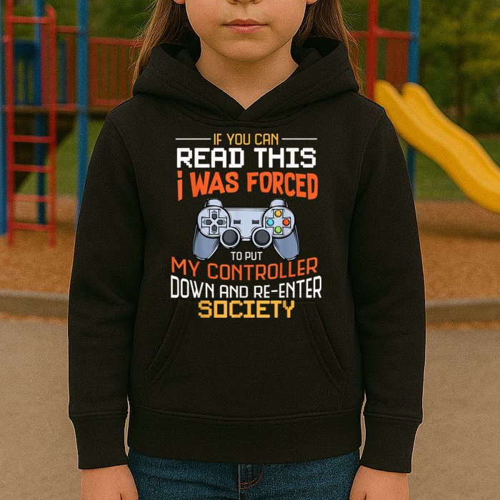 I Was Forced To Put My Controller Down Funny Gaming Kids Hoodie