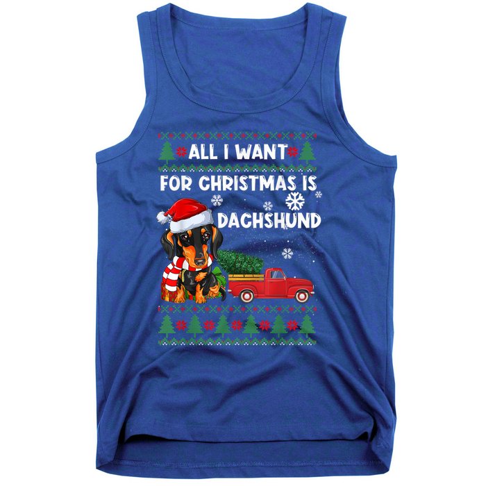 I Want For Christmas Is Dachshund Ugly Christmas Sweater Pet Gift Tank Top