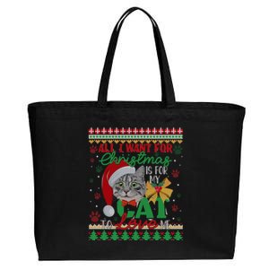 I Want For Christmas Is For My Cat To Love Me Ugly Sweater Great Gift Cotton Canvas Jumbo Tote