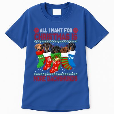 I Want For Christmas Is More Dachshunds Ugly Xmas Dog Lovers Cute Gift Tall T-Shirt