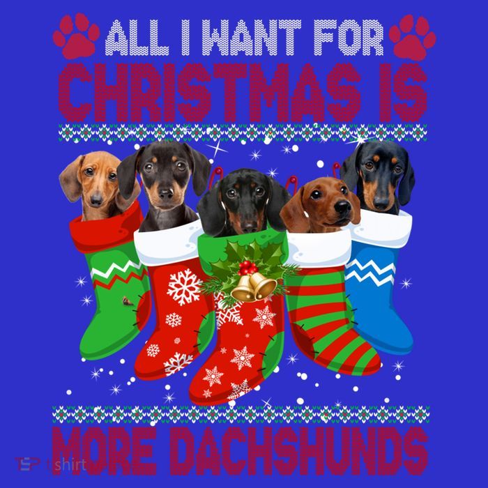 I Want For Christmas Is More Dachshunds Ugly Xmas Dog Lovers Cute Gift Tall T-Shirt