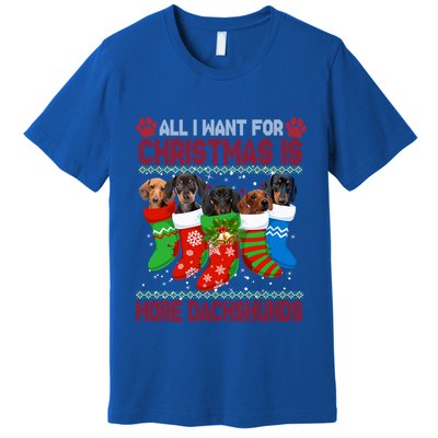 I Want For Christmas Is More Dachshunds Ugly Xmas Dog Lovers Cute Gift Premium T-Shirt