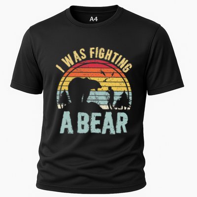 I Was Fighting A Bear Funny Injury Recovery Get Well Soon Cooling Performance Crew T-Shirt