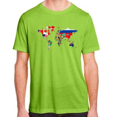 International World Flags  Flags World Map Adult ChromaSoft Performance T-Shirt