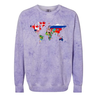 International World Flags  Flags World Map Colorblast Crewneck Sweatshirt